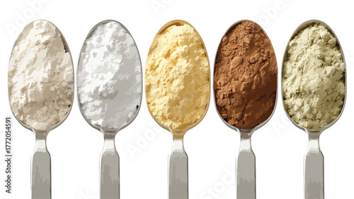 Variety of Flour and Measuring Cup Collection for Baking Enthusiasts