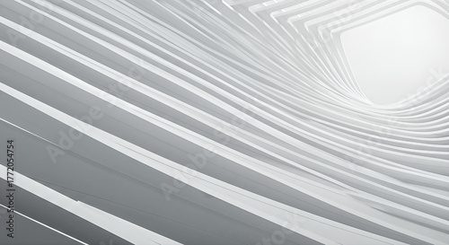 Abstract architectural detail exhibiting a repeating geometric pattern and a converging perspective, in monochrome tones.