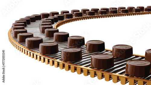 Chocolate Sweets Conveyer Belt Formation Vector Illustration