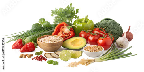 Organic Food PNG  – Fresh Natural Vegetables, Fruits, and Healthy Ingredients Isolated on Transparent Background