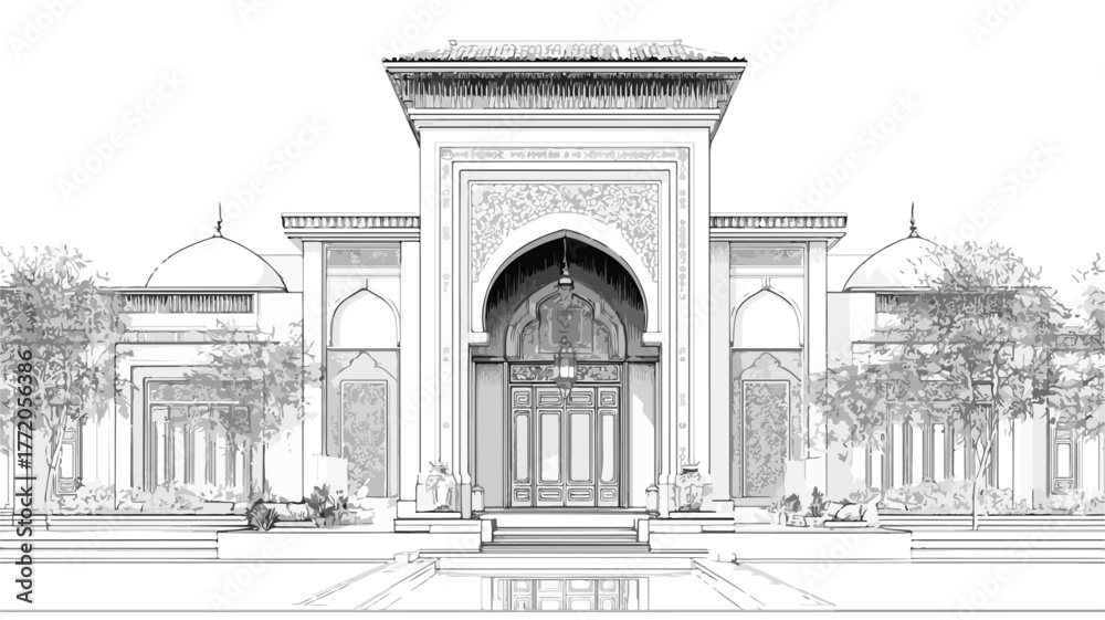 Obraz premium Authentic Moroccan Arabic Style Building House Exterior Architecture Design