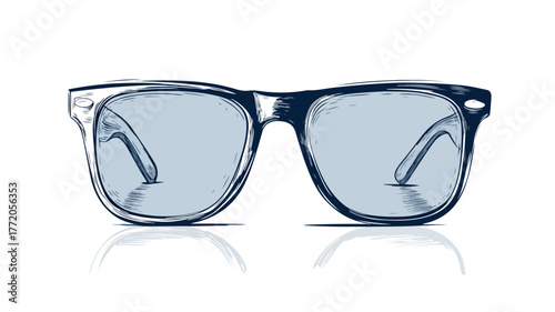 Chic Sunglasses Silhouette on White Background for Fashion and Style Concept