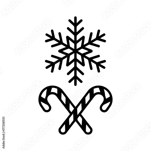 Vector art of snowflake and candy cane for winter holidays