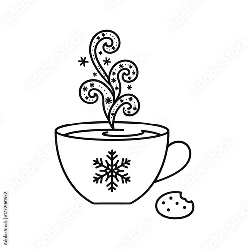 Vector art of hot drink in a cup with snowflake vector icon