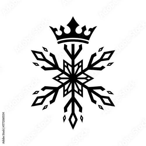 Vector art of elegant snowflake with a crown for winter design