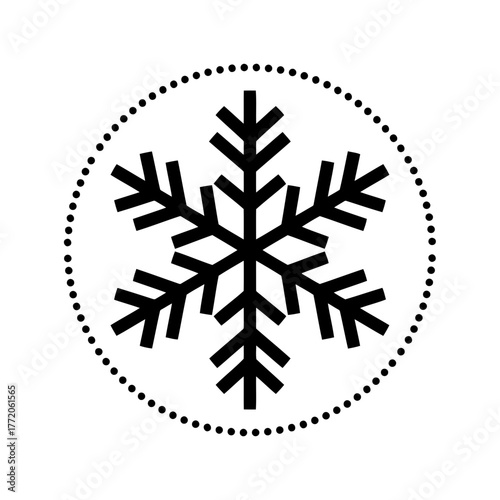 Vector art of snowflake in a dotted circle vector icon
