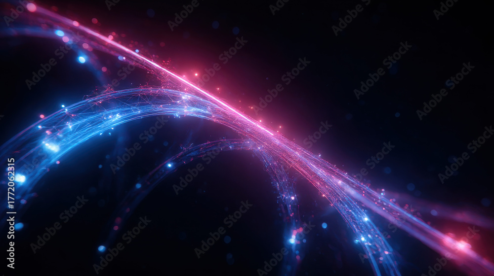 Fototapeta premium Dynamic light trails creating patterns in dark space digital art creative environment artistic viewpoint