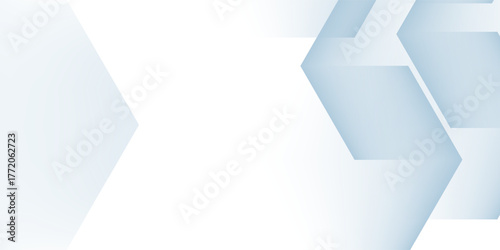 Elegant abstract 3D render featuring a geometric hexagonal pattern in soft white and light blue tones with a modern aesthetic