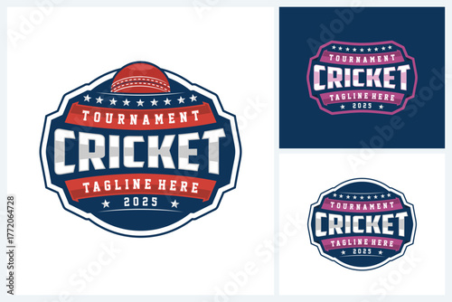 Cricket logo sport design template, cricket team emblem collection, cricket tournament badge logo design vector illustration