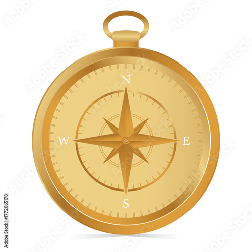 Gold compass rose navigation direction travel icon