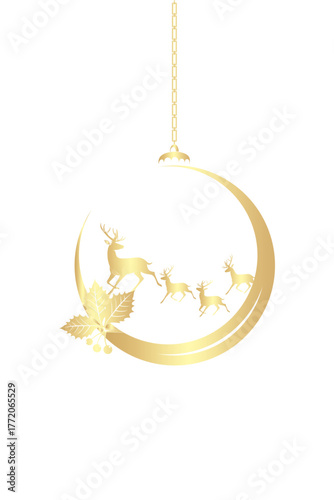 Christmas ball illustration hanging on Christmas background