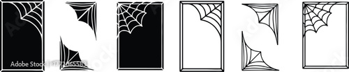 Collection of spider web border frames for spooky and halloween themes