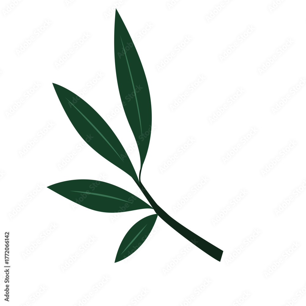Obraz premium Symmetrical green leaf branch, ideal for balanced, elegant, or Scandinavian-style design compositions.