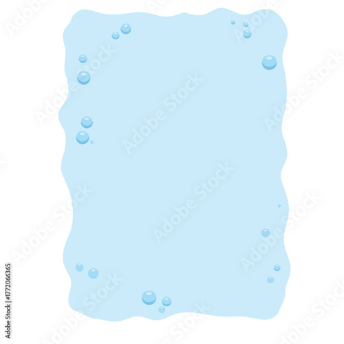 Light blue wavy frame with subtle bubbles, serene look ideal for wellness layouts, meditation apps, and calming visuals.

