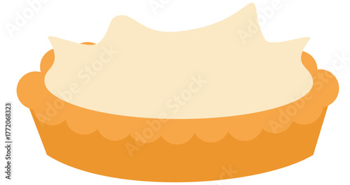 Stylized pie with creamy filling and golden crust. Perfect for dessert, bakery themes.