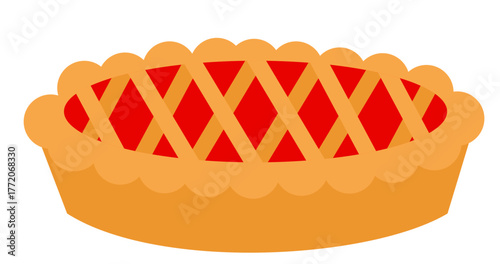 Vibrant cartoon pie with a flaky crust and sweet filling, great for menus.