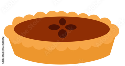 A charming flat design illustration of a sweet dessert pie, great for food blogs.