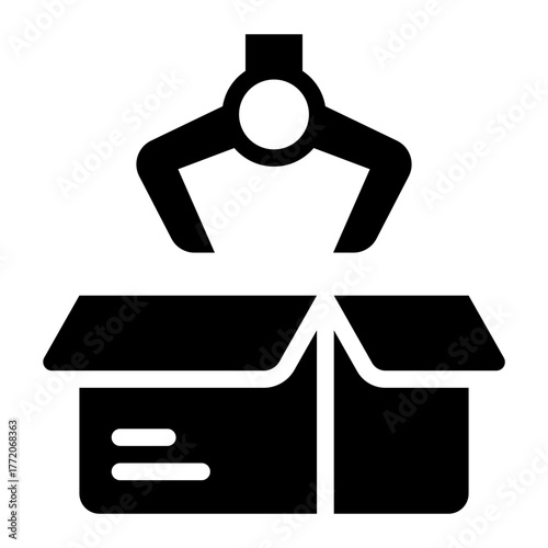 automation robot glyph icon for warehouse packaging