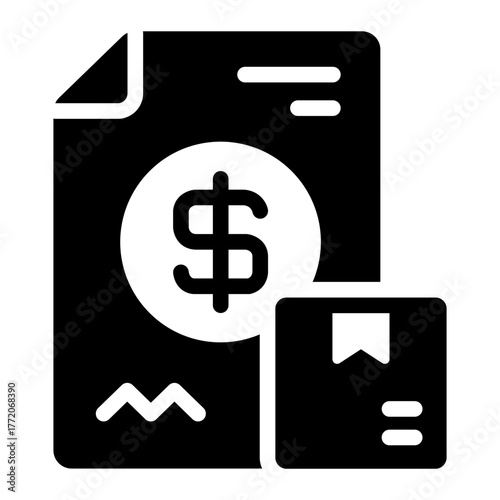 finance report glyph icon for logistics cost tracking