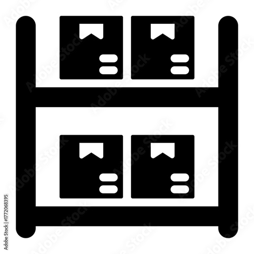 shelf inventory glyph icon for warehouse stock tracking
