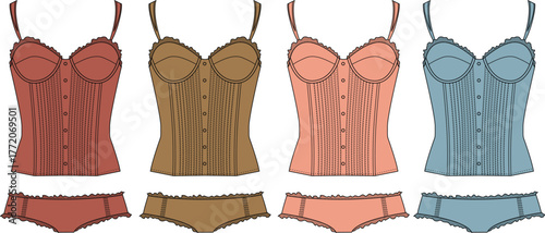 Elegant Corset and Panty Set Illustrations A Fashionable Vector Design for Your Needs