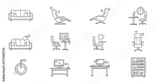 smart home furniture connected sofa desk  chair for modern living enhancing lifestyle and workspace with technology integration future design