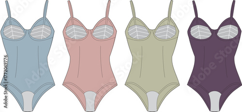 Variety of Vintage Women's Underwear Bodysuits Classic Lingerie Illustrations & Designs