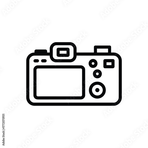 Digital camera photo equipment outline linear vector icon isolated on background modern technology photography tool symbol