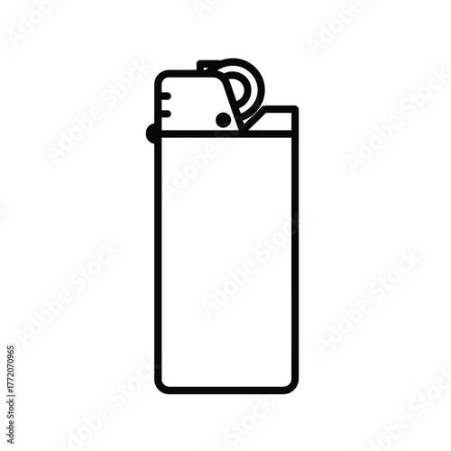 Pocket lighter fire starting accessory outline linear vector icon isolated on background smoking or camping tool illustration