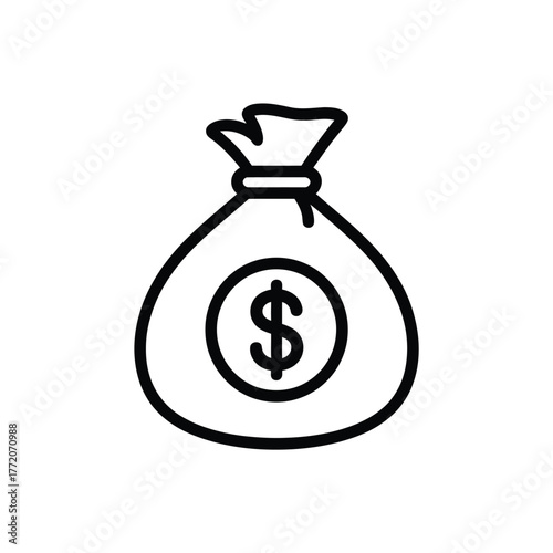 Financial prosperity concept with drawstring money bag containing dollar currency sign savings wealth outline vector