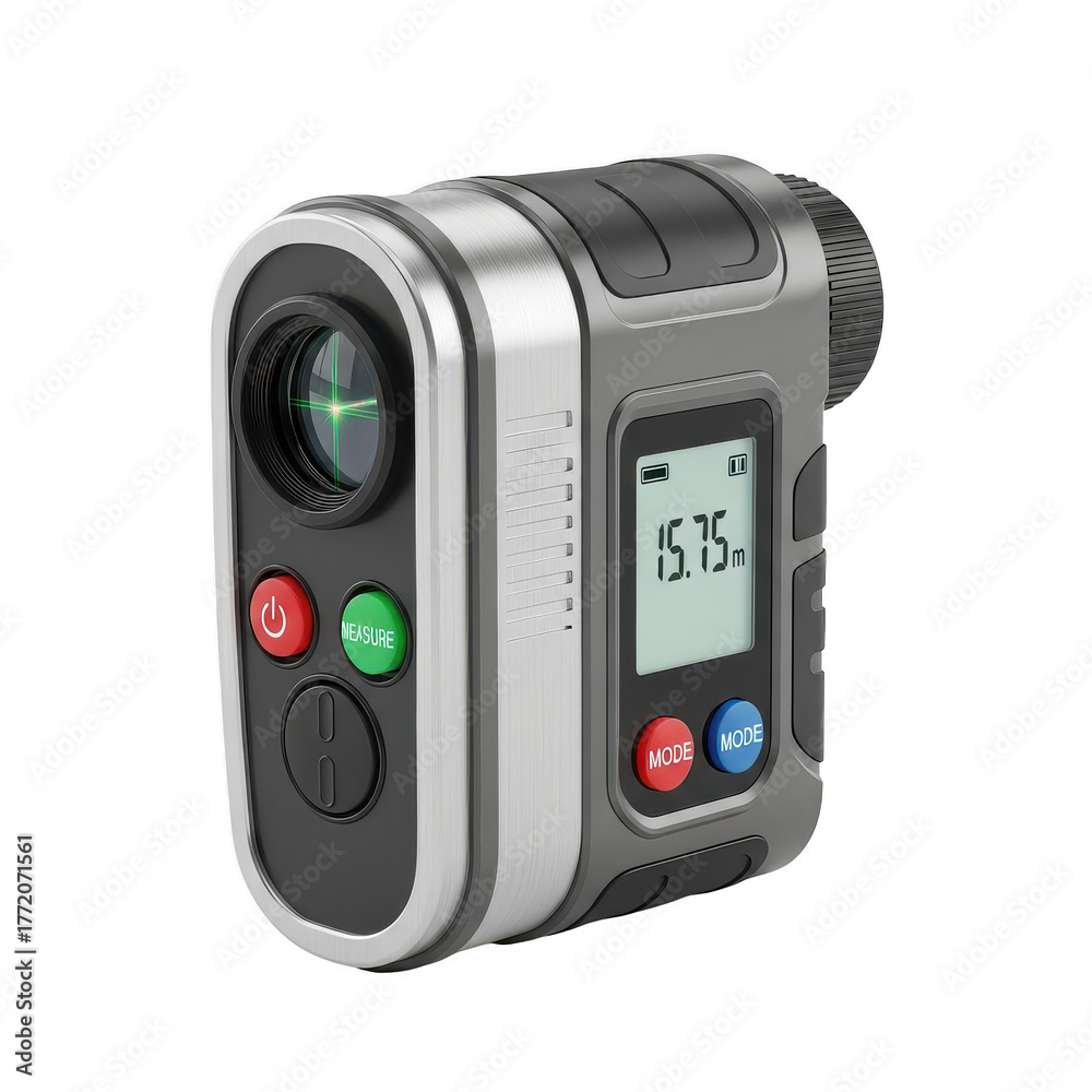 Fototapeta premium Electronic rangefinder device on black background isolated illustration on transparent background