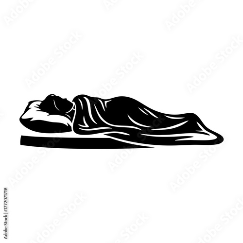 Vector art of person sleeping in bed, resting peacefully