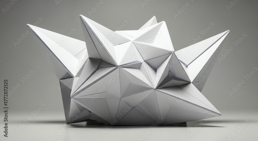 custom made wallpaper toronto digitalAbstract Geometric Sculpture with Sharp Edges and Angular Forms on a Neutral Background