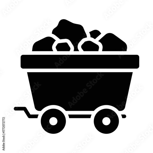 coal cart glyph icon representing mining and industrial transport