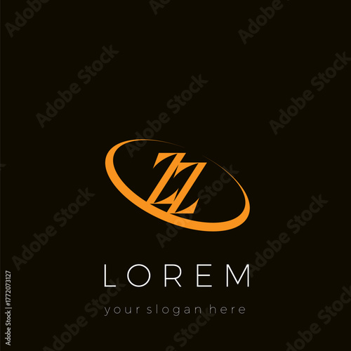 Creative monochrome abstract logo with initials ZZ framed by a ring