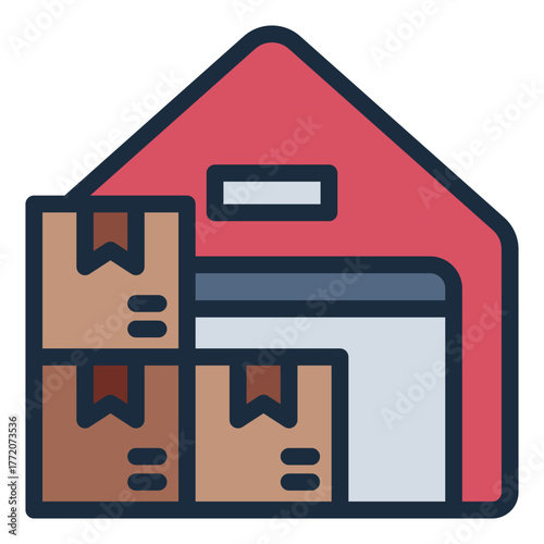 warehouse storage filled line icon for inventory and logistics