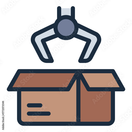 automation robot filled line icon for warehouse packaging