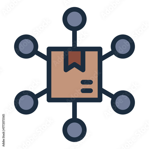 product distribution filled line icon for supply chain network