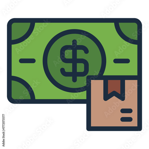 logistics payment filled line icon for product cost process