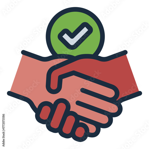 handshake agreement filled line icon for supply chain deal