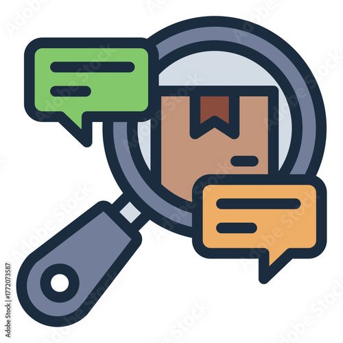 product research filled line icon for analysis and sourcing