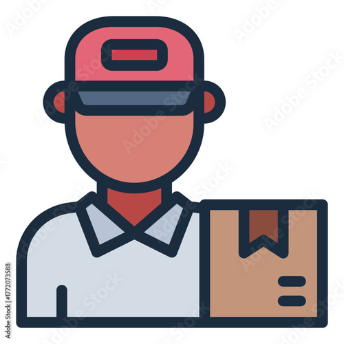 delivery man filled line icon for product shipment handling