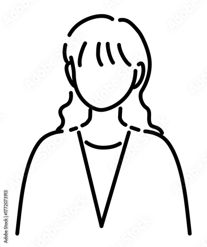 ノーカラースーツやカーディガンを着たボブヘアの先輩女性社員	
