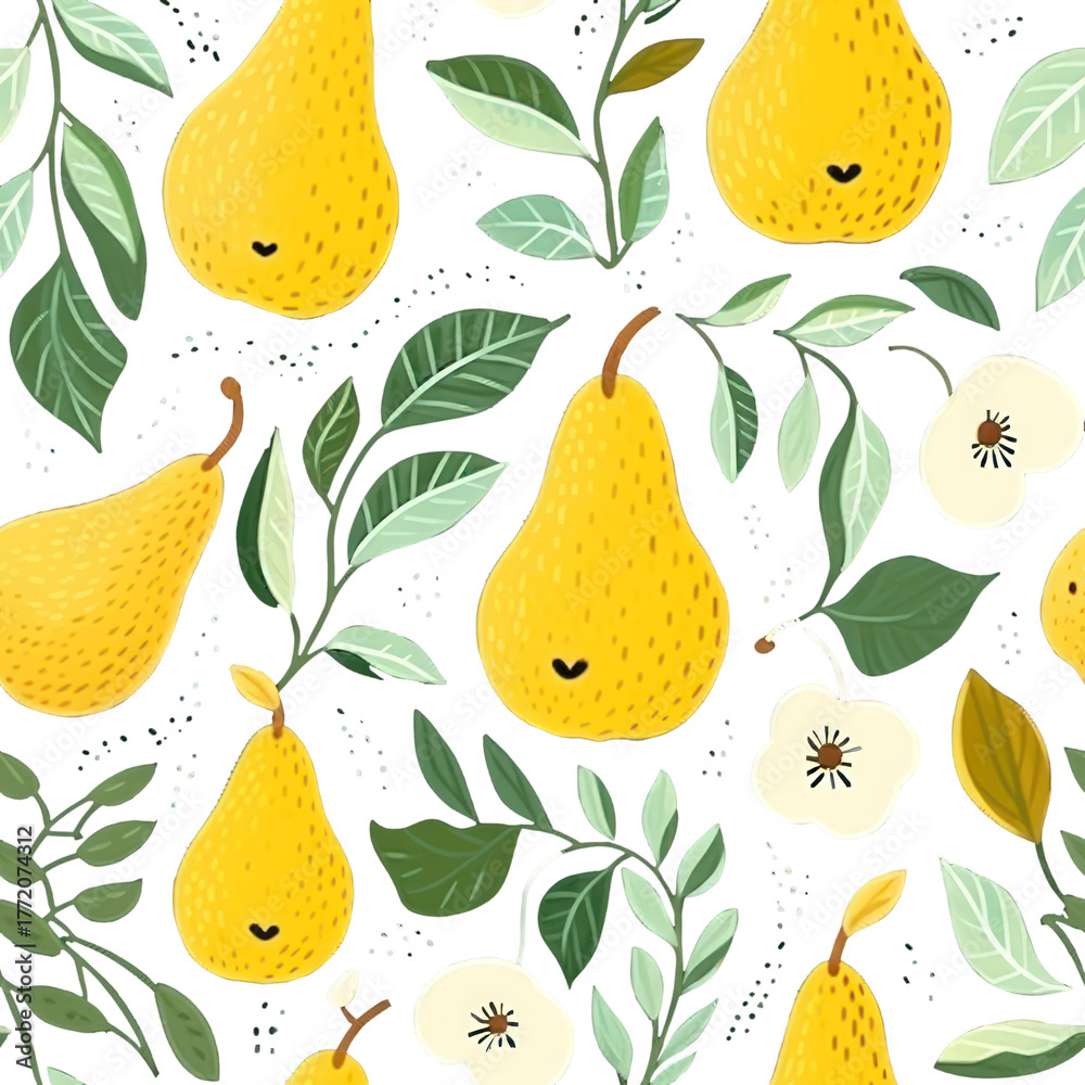 Obraz premium PNG Pear pattern fruit plant.