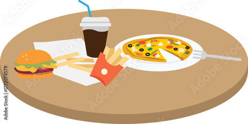 Fast Food Feast on a Round Table