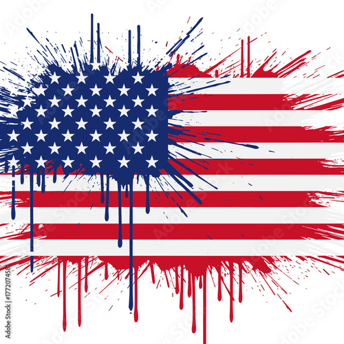 Artistic Paint Splatter American Flag Vector Illustration for Creative Designs
