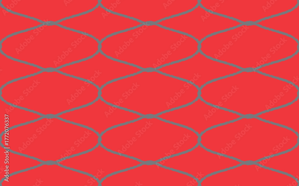 Fototapeta premium 手描きらせんパターン 金網風シームレスベクター 赤背景