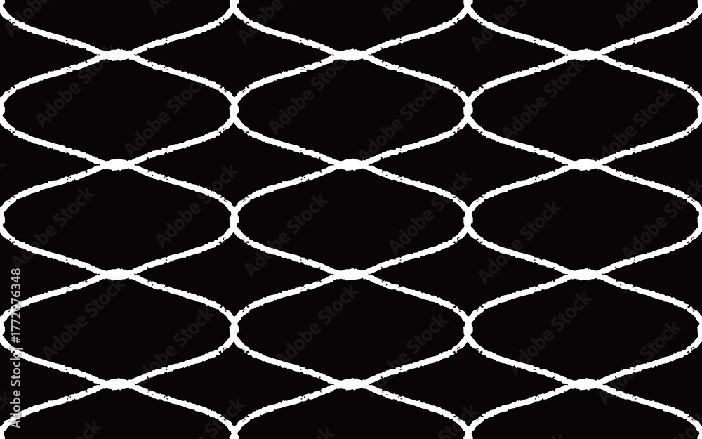 Fototapeta premium 手描きらせんパターン 金網風シームレスベクター 白黒