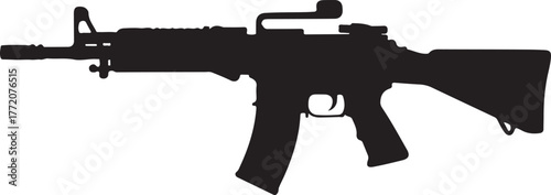 Black silhouette of a rifle with a magazine and stock firearm weapon
