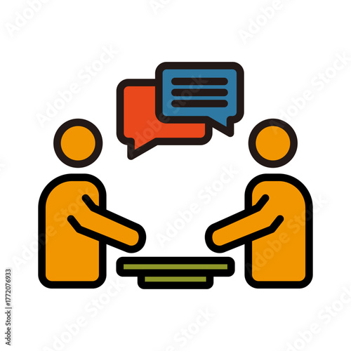 Mental health filled line color icon. Therapy session illustration.